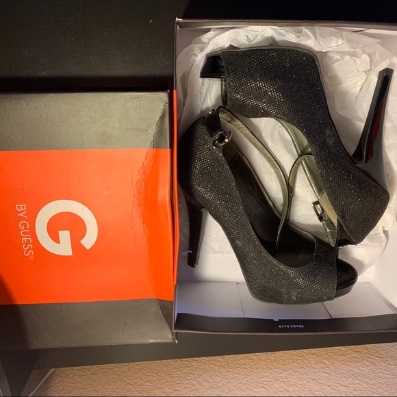 G by Guess Open Toe Black Heels - Picture 2 of 6